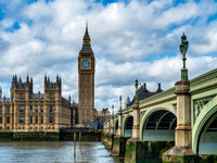 Big Ben and Westminster Bridge, London.