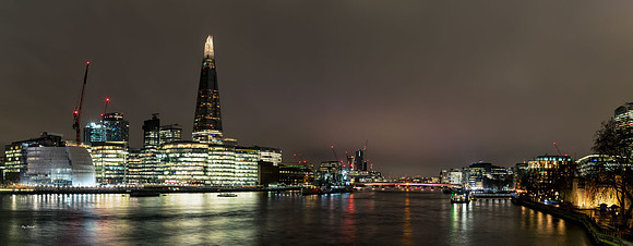 River Thames Panorama from Tower Bridge, London.