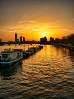 Chelsea Sunset from Albert Bridge, London.