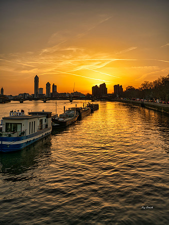 Chelsea Sunset from Albert Bridge, London.